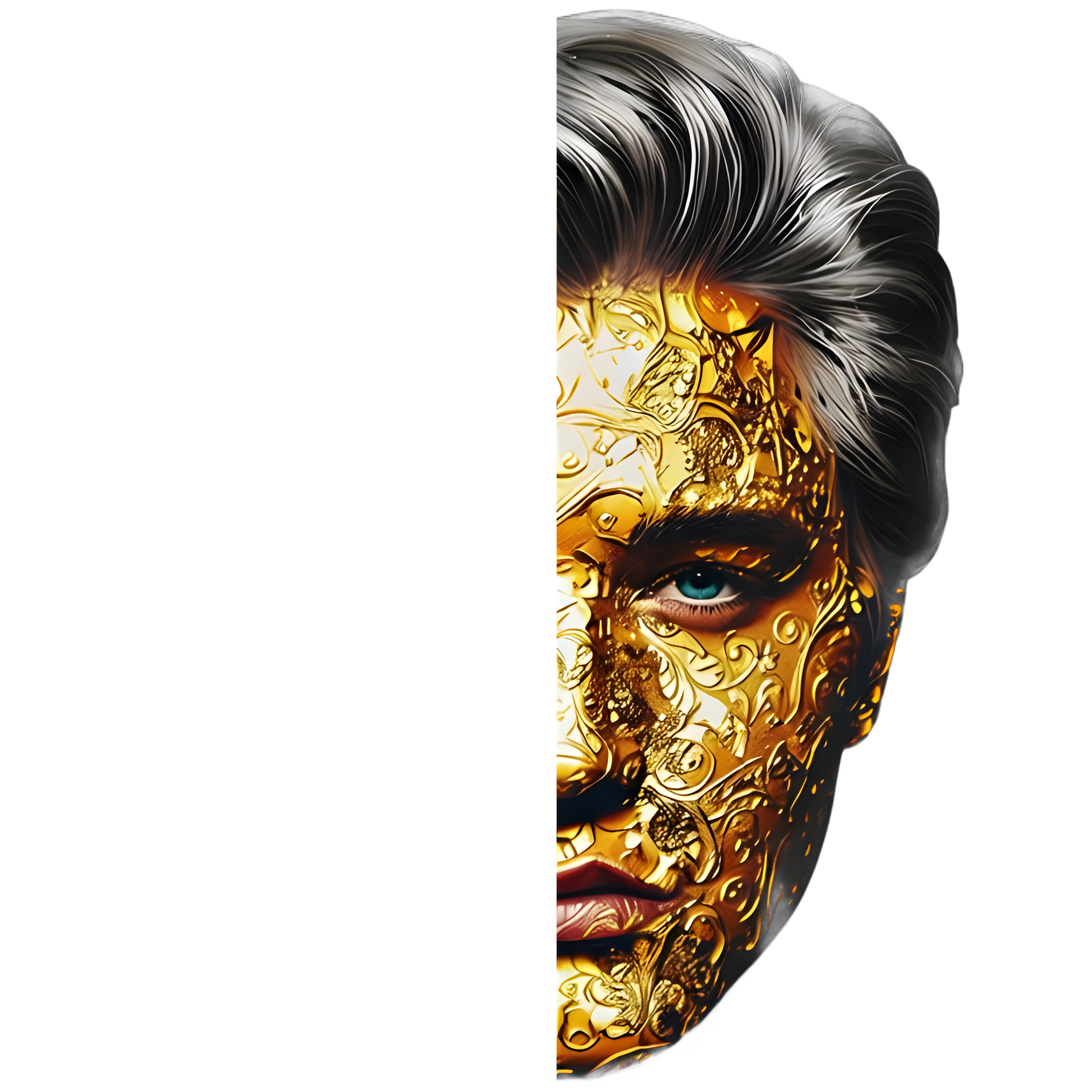 Elvis Reimagined Split Face - Gold Filigree